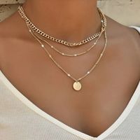 Fashion Solid Color Alloy Plating Women's Layered Necklaces 1 Piece sku image 1