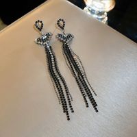 1 Pair Fashion Tassel Inlay Metal Rhinestones Drop Earrings main image 6
