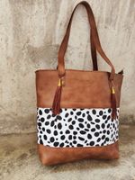 Women's Medium All Seasons Pu Leather Leopard Fashion Square Zipper Tote Bag sku image 1