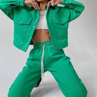 Women's Vintage Style Solid Color Spandex Cashmere Pants Sets main image 1