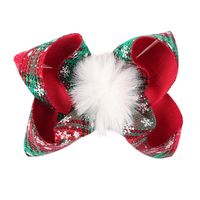 Cute Plaid Bow Knot Snowflake Cloth Pom Poms Hair Clip 1 Piece sku image 3