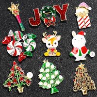 Fashion Christmas Tree Letter Snowman Alloy Enamel Rhinestones Unisex Brooches main image 1
