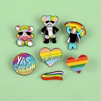 Cute Rainbow Bear Heart Shape Alloy Stoving Varnish Unisex Brooches main image 5