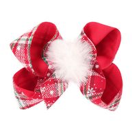 Cute Plaid Bow Knot Snowflake Cloth Pom Poms Hair Clip 1 Piece sku image 5