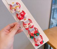 Cartoon Style Christmas Tree Santa Claus Snowman Cloth Resin Hair Tie 1 Set sku image 2