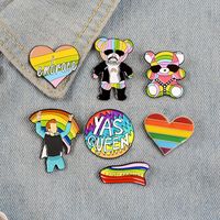 Cute Rainbow Bear Heart Shape Alloy Stoving Varnish Unisex Brooches main image 1