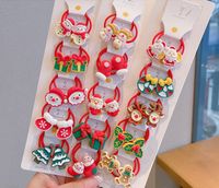 Cartoon Style Christmas Tree Santa Claus Snowman Cloth Resin Hair Tie 1 Set main image 6