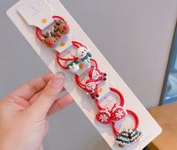 Cartoon Style Christmas Tree Santa Claus Snowman Cloth Resin Hair Tie 1 Set sku image 1