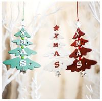 Christmas Cute Christmas Tree Letter Bell Alloy Wood Indoor Party Hanging Ornaments 1 Piece main image 1