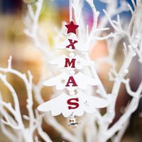 Christmas Cute Christmas Tree Letter Bell Alloy Wood Indoor Party Hanging Ornaments 1 Piece main image 4