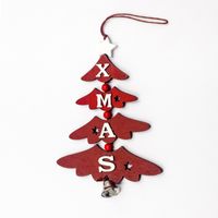 Christmas Cute Christmas Tree Letter Bell Alloy Wood Indoor Party Hanging Ornaments 1 Piece sku image 3