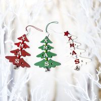 Christmas Cute Christmas Tree Letter Bell Alloy Wood Indoor Party Hanging Ornaments 1 Piece main image 3