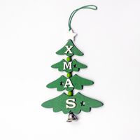 Christmas Cute Christmas Tree Letter Bell Alloy Wood Indoor Party Hanging Ornaments 1 Piece sku image 1