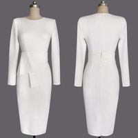 Women's Pencil Skirt Fashion Round Neck Long Sleeve Solid Color Midi Dress Daily main image 5