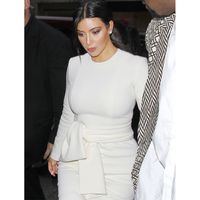 Women's Pencil Skirt Fashion Round Neck Long Sleeve Solid Color Midi Dress Daily main image 3
