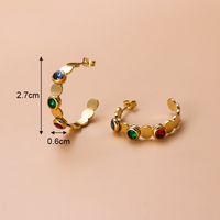 1 Paire Mode Rond Gland Placage Incruster Acier Inoxydable Acier Au Titane Zircon Boucles D'oreilles Des Boucles D'oreilles main image 6