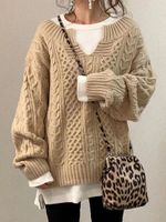 Women's Sweater Nine Points Sleeve Sweaters & Cardigans Warm Fashion Solid Color main image 3