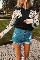 Women's Sweater Long Sleeve Sweaters & Cardigans Rib-knit Hollow Out Fashion Color Block Leopard main image 5