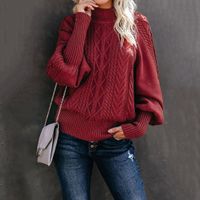 Women's Sweater Long Sleeve Sweaters & Cardigans Patchwork Simple Style Solid Color main image 5
