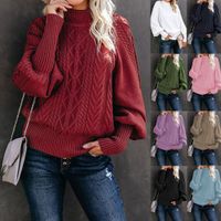 Women's Sweater Long Sleeve Sweaters & Cardigans Patchwork Simple Style Solid Color main image 1