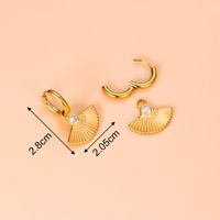 Mode Secteur Coeur En Acier Inoxydable Titane Acier Plaqué Or Tassel Plaqué Or Incrustation Zircon Boucles D'oreilles 1 Paire main image 2