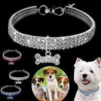 Style Britannique Strass Couleur Unie Inoubliable Diamant Collier Pour Animaux 1 Pièce main image 6