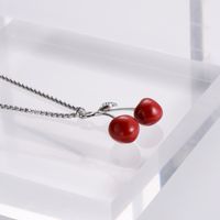 Elegant Cherry Fruit Stainless Steel Plating Pendant Necklace 1 Piece main image 5