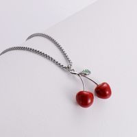 Elegant Cherry Fruit Stainless Steel Plating Pendant Necklace 1 Piece main image 3
