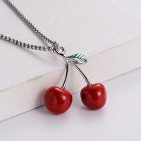 Elegant Cherry Fruit Stainless Steel Plating Pendant Necklace 1 Piece sku image 1