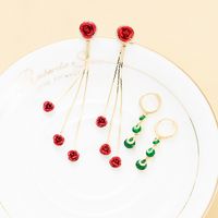 Basic Rose Flower Copper Alloy Inlaid Gold Diamond Ear Studs 1 Pair main image 1