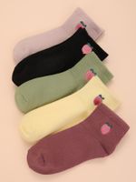 Unisex Simple Style Fruit Cotton Sewing Ankle Socks 5 Piece Set main image 3