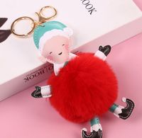 Cute Santa Claus Alloy Plush Plating Bag Pendant Keychain sku image 9