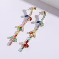 Fashion Leaf Copper Plating Inlay Zircon Drop Earrings 1 Pair sku image 1