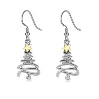 Fashion Christmas Tree Stainless Steel Hollow Out Ear Hook 1 Pair main image 2