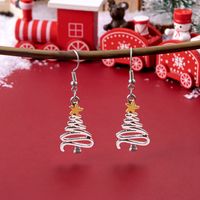 Fashion Christmas Tree Stainless Steel Hollow Out Ear Hook 1 Pair main image 1