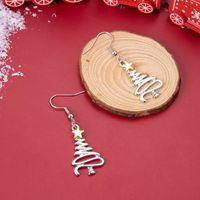 Fashion Christmas Tree Stainless Steel Hollow Out Ear Hook 1 Pair main image 5