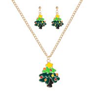 Cartoon Style Christmas Tree Elk Alloy Enamel Unisex Earrings Necklace 1 Set main image 2