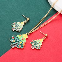 Cartoon Style Christmas Tree Elk Alloy Enamel Unisex Earrings Necklace 1 Set main image 3