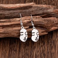 Hip-hop Human Face Stainless Steel Hollow Out Drop Earrings 1 Pair main image 6