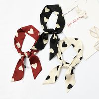 Women's Sweet Polka Dots Heart Shape Satin Printing Silk Scarves main image 3