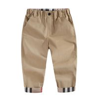 Fashion Solid Color Elastic Waist 100% Cotton Boys Pants sku image 3