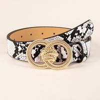 Fashion Snakeskin Pu Leather Alloy Belt Buckle Women's Leather Belts 1 Piece sku image 1