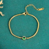 Vintage Style Round Titanium Steel Gold Plated Rhinestones Bracelets 1 Piece sku image 1