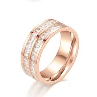 1 Piece Fashion Square Titanium Steel Plating Inlay Zircon Rings main image 4