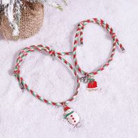 Fashion Christmas Tree Bell Snowman Alloy Enamel Women's Bracelets 2 Piece Set sku image 3
