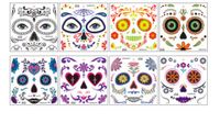 Halloween Face Mask Flowers Day Of The Dead Party Makeup Tattoo Stickers main image 2