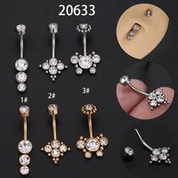 Fashion Solid Color Stainless Steel Inlay Zircon Belly Ring 1 Piece sku image 2