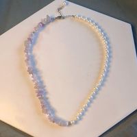 Choker Freshwater Pearl Necklace Purple Special-shaped Stone Cold Wind Necklace Accessories sku image 6