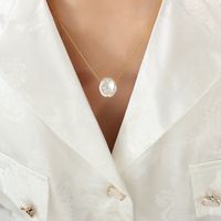 Light Luxury Niche Matching Imitation Baroque Pearl Titanium Steel Necklace Female Wholesale sku image 9