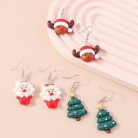 1 Paire Mode Sapin De Noël Père Noël Époxy Plastique Boucles D'oreilles main image 4